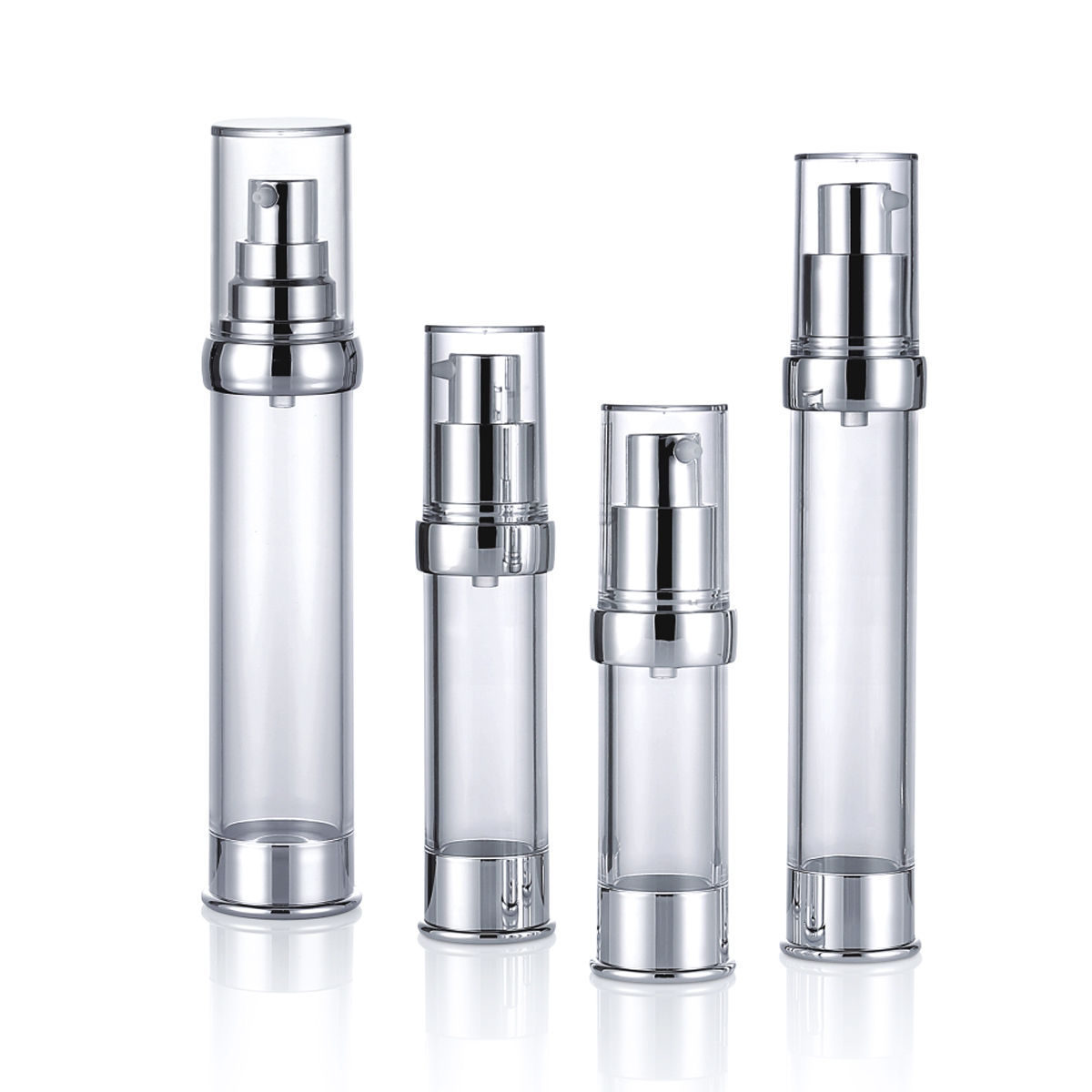 15 ml 20 ml 30 ml 50 ml wielkości przezroczystą srebrną głowicę pompy prasowej esencja płyn do plastikowej bezczelnej butelki pompy L08